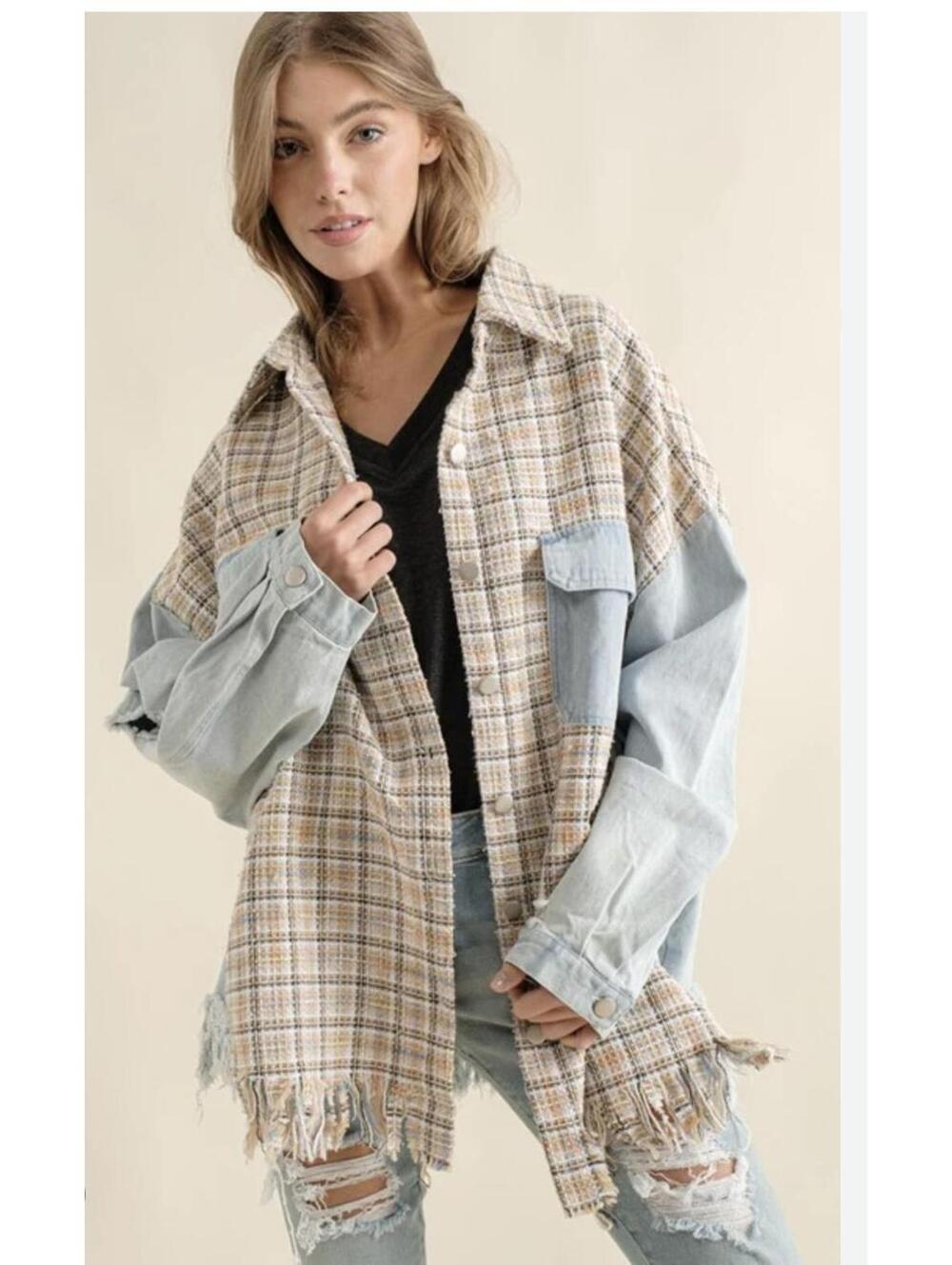 Blue B Denim and tweed shacket